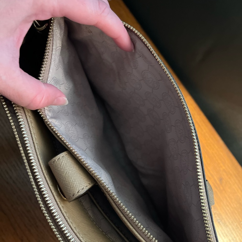 Michael Kors Tan Satchel with Dual Handles and Adjustable Strap - Picture 8 of 9